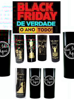 90 copos long drink preto personalizados - casamento