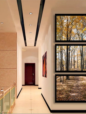 Quadro decorativo vertical folhagem árvore amarela hall sala