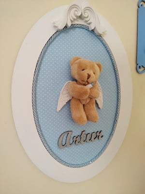Porta maternidade ursinho anjo-mais inicial de brinde
