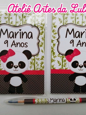Bloquinho com caneta ursinha(o) panda