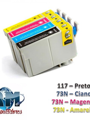 Kit 4 cartuchos compatível epson t117 t23 t24 tx105 tx115