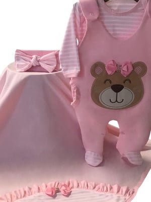 Saída de maternidade menina ursa rosa p