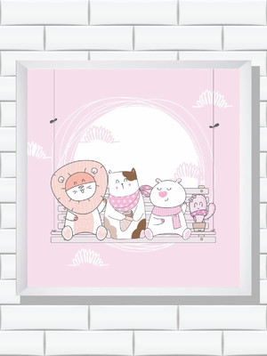 Quadros animais no balanço com moldura e vidro
