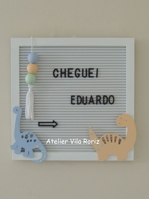Quadro porta maternidade letter board dinossauros p!!