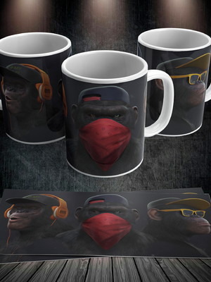 Caneca macacos do hip hop
