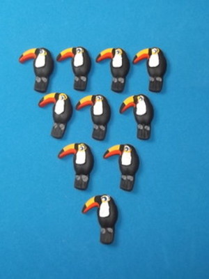 Mini apliques tucano/ tropical biscuit kit com 30 unidades