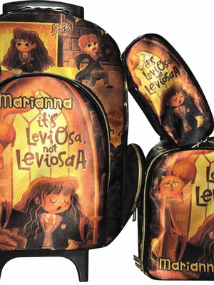 Kit mochila personalizada com rodinhas harry potter g