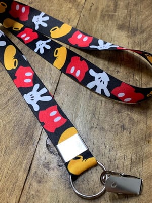 Cordão mickey divertido para crachá ou chaveiro com jacaré