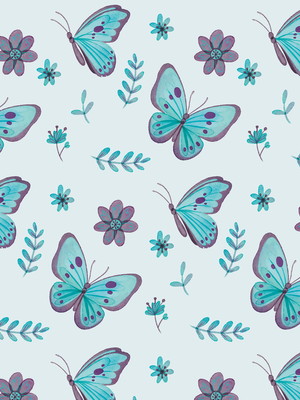 Papel de parede adesivo borboletas azul infantil