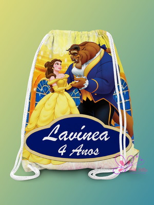 Mochilinha personalizada a bela e a fera