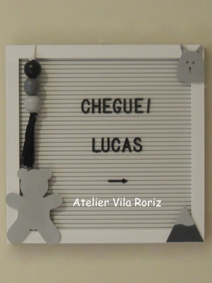 Quadro porta maternidade letter board urso p!!