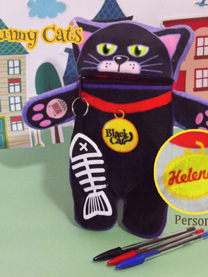 Estojo black cat gatinho preto