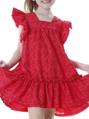 Vestido infantil de festa vermelho de lese