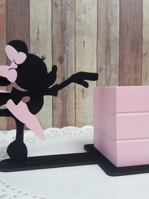 25 centro de mesa/ enfeite mdf - minnie rosa bb c/ cachepo