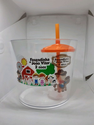 Kit balde de pipoca com copo 500 ml