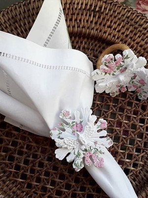 Porta guardanapo divino espírito santo floral rosa