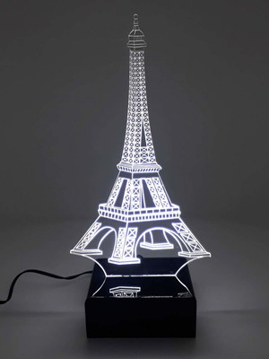 Abajur e luminária torre eiffel 3d com led branco