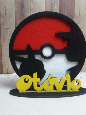 Kit 10 centro de mesa/ enfeite mdf - pokemon 15cm
