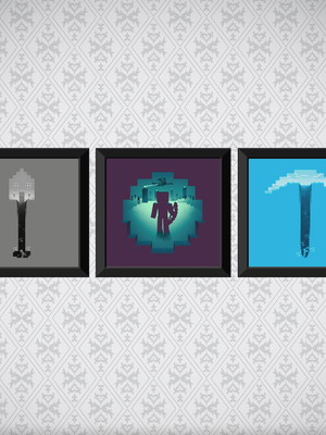 Kit 3 quadros - minecraft - 20x20cm