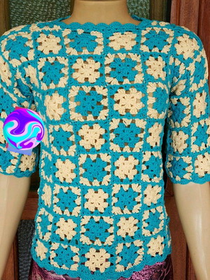 Blusa croche squares