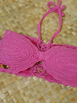 Cropped croche rosa