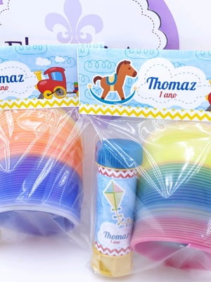 Kit divertido mola e bolha brinquedos antigos