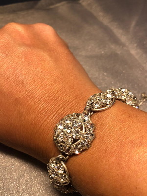 Pulseira prata com strass e zircônia