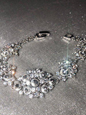Pulseira prata com strass
