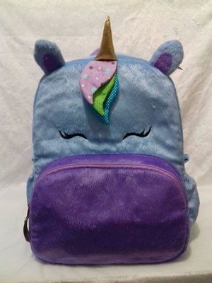 Mochila unicórnio em pelucia pelo curto