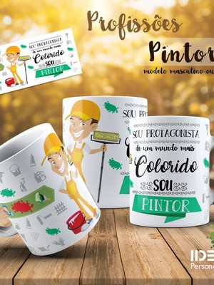 Caneca profissão pintor, com seu nome