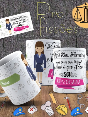 Caneca profissão advogado, com seu nome