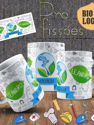 Caneca profissão biólogo, com seu nome