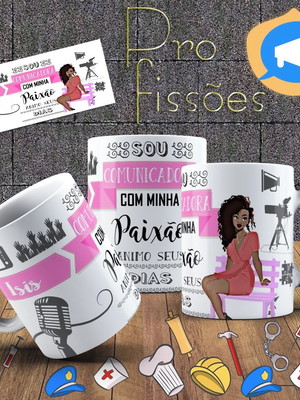 Caneca profissão comunicadora, com seu nome