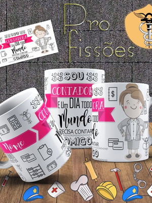 Caneca profissão contador, com seu nome