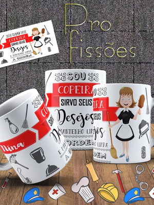 Caneca profissão copeira, com seu nome