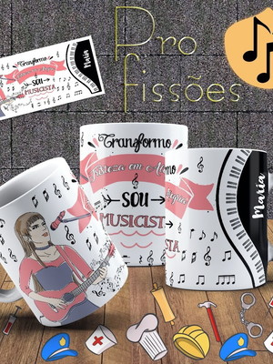 Caneca profissão musicista, com seu nome