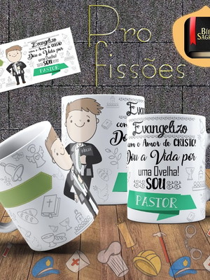 Caneca profissão pastor, com seu nome