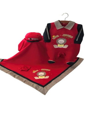 Saída de maternidade pandora 4 peças leãozinho vermelho pet