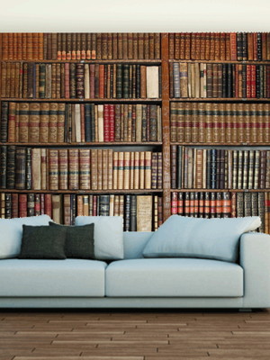 Adesivo de parede biblioteca parede livros 3,00l x 2,00a