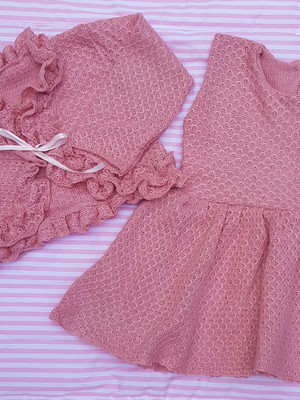 Vestido + bolero rosê (p)