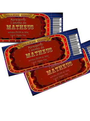 Convite ingresso circo