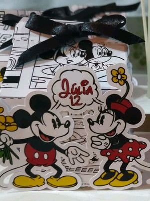 Mini caixa milk com aplique 3d mickey minnie vintage