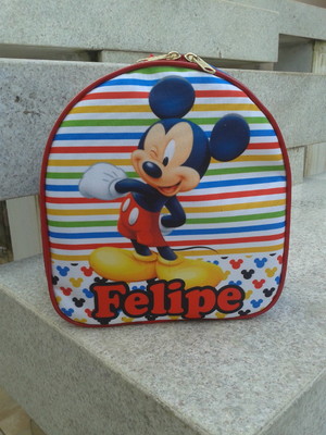 Mochila lancheira termica personalizada, com nome e tema