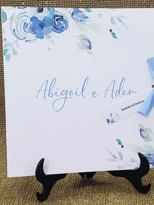 Convite para casamento azul serenity