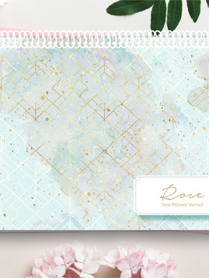Desk planner mensal permanente- geométrico azul