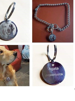 Placa de identificação em aço para pets