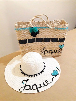 Kit bolsa e chapéu de praia personalizado