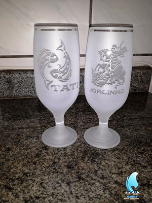Taça de vidro para cerveja 300ml jateada