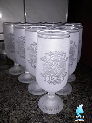 Taça de vidro para cerveja 300ml jateada