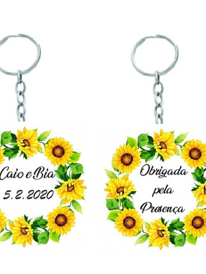 Chaveiro girassol personalizado casamento